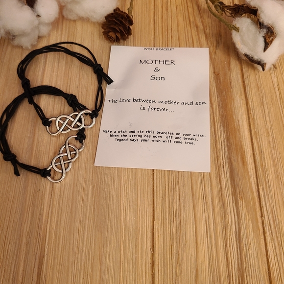 🖤🖤BACK IN STOCK🖤🖤Very Nice Mother and Son Double Infinity Bracelets in BLACK - Picture 12 of 12